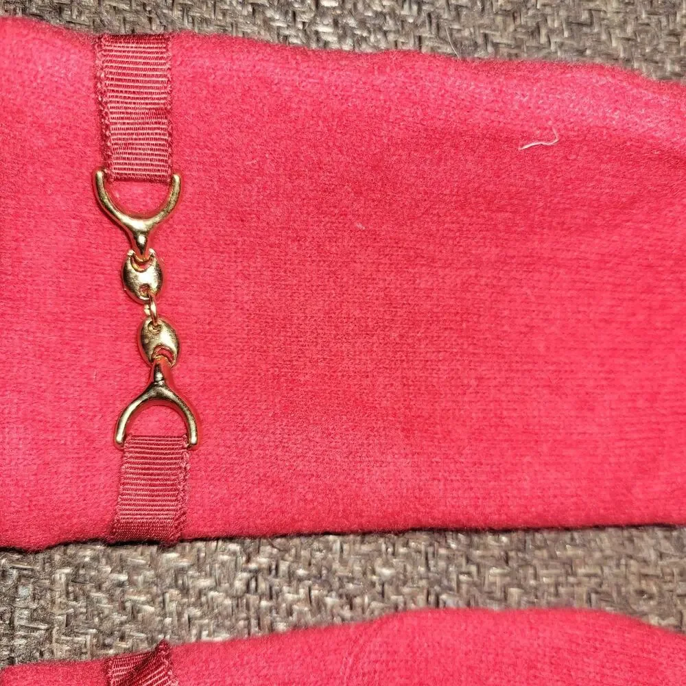 80s JENNIFER MOORE Driving‎ Gloves Macy's Red Chain Lambswool Stretch Fall VTG